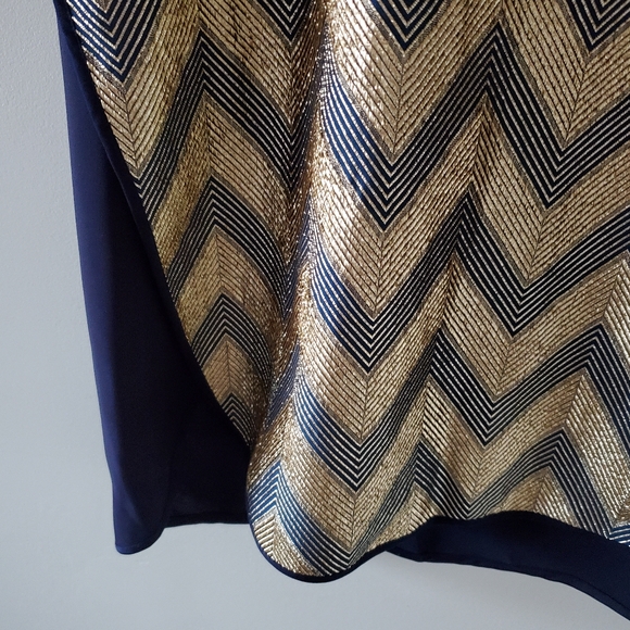 NWOT J. Crew 10 Modern Contemporary Glam Metallic Chevron Wool Sleeveless Top - Picture 8 of 13